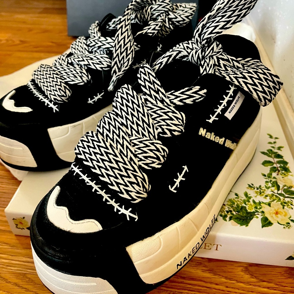 Brand new naked wolfe black platform sneakers